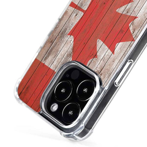 Canadian Flag Dark Wood iPhone 16 Pro Max MagSafe Case