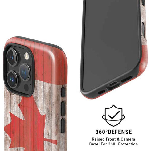 Canadian Flag Dark Wood iPhone 16 Pro Max Magsafe Impact Case