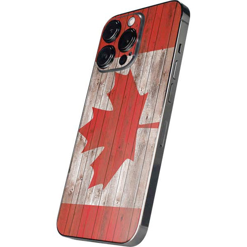 Canadian Flag Dark Wood iPhone 16 Pro Max Skin
