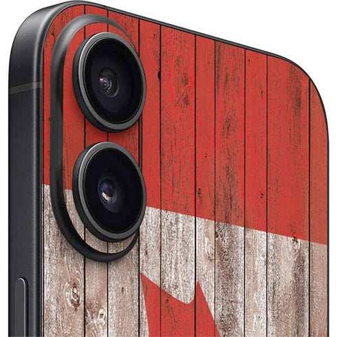 Canadian Flag Dark Wood iPhone 16 Skin