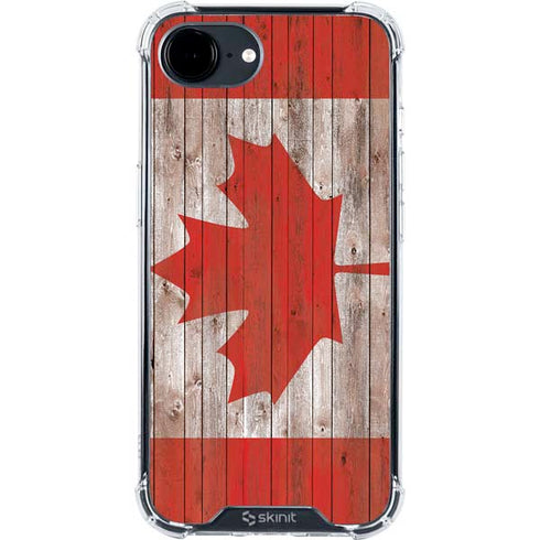 Canadian Flag Dark Wood iPhone 16e Clear Case