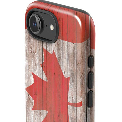 Canadian Flag Dark Wood iPhone 16e Impact Case