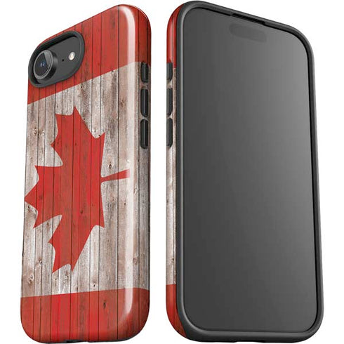 Canadian Flag Dark Wood iPhone 16e Impact Case