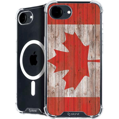 Canadian Flag Dark Wood iPhone 16e MagSafe Case