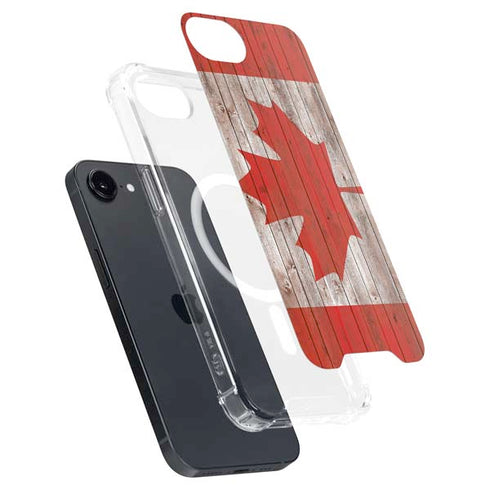 Canadian Flag Dark Wood iPhone 16e MagSafe Case