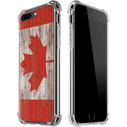Canadian Flag Dark Wood iPhone Cases