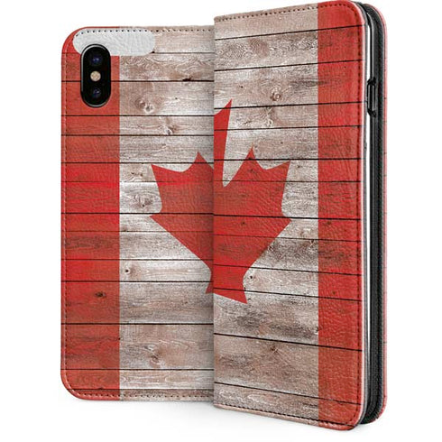Canadian Flag Dark Wood iPhone 8 Folio Case