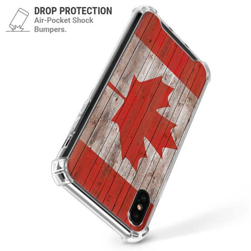 Canadian Flag Dark Wood iPhone X/XS Clear Case