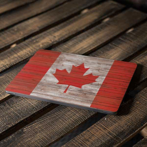 Canadian Flag Dark Wood Apple MacBook Air Skin