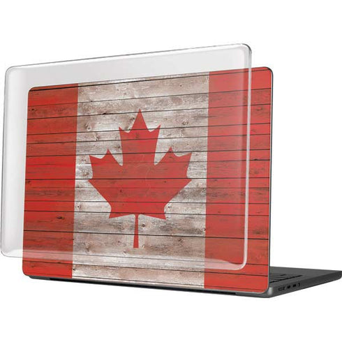 Canadian Flag Dark Wood MacBook Pro 14in (2021-24) Case plus Skin