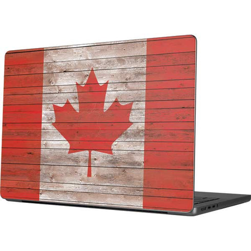 Canadian Flag Dark Wood Apple MacBook Pro 14-inch Skin