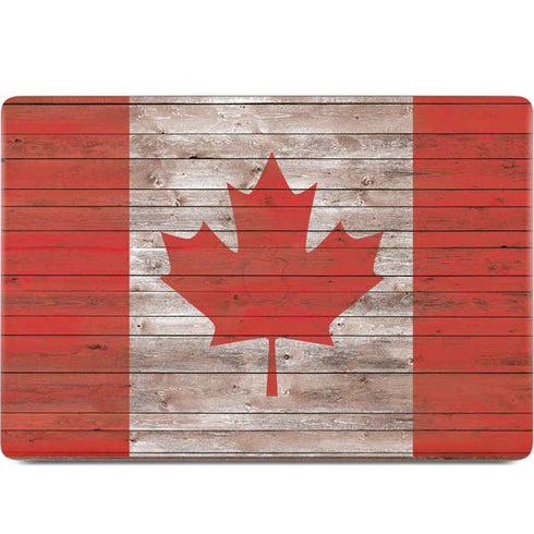 Canadian Flag Dark Wood MacBook Skins