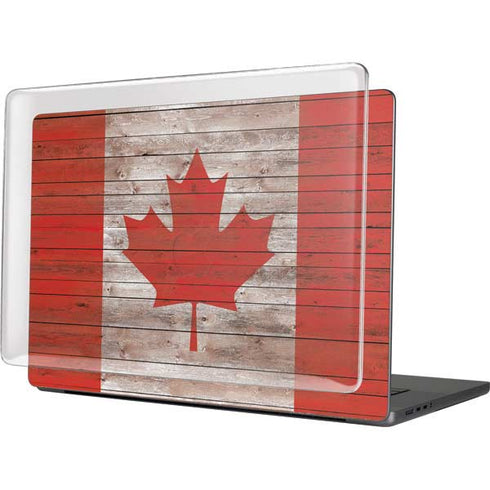 Canadian Flag Dark Wood MacBook Cases