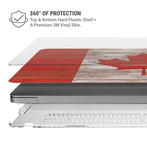 Canadian Flag Dark Wood MacBook Cases