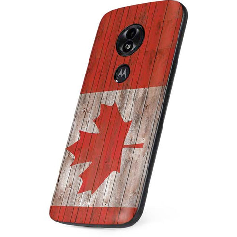 Canadian Flag Dark Wood Moto E5 Play Skin