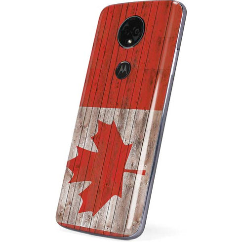 Canadian Flag Dark Wood Moto E5 Plus Skin
