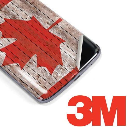 Canadian Flag Dark Wood Moto E5 Plus Skin