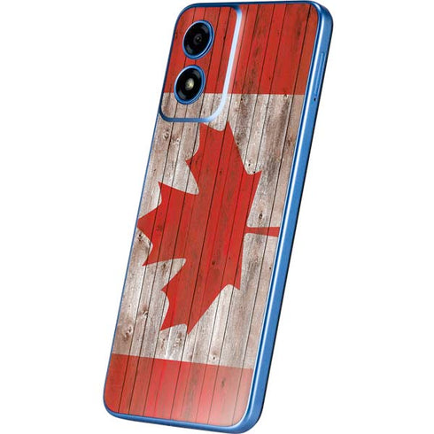 Canadian Flag Dark Wood Moto G Play 4G (2024) Skin