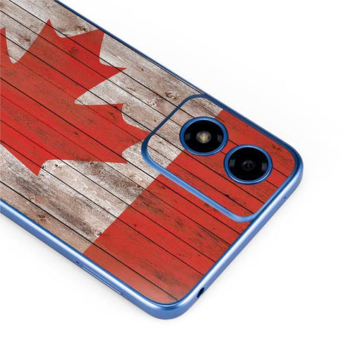 Canadian Flag Dark Wood Moto G Play 4G (2024) Skin