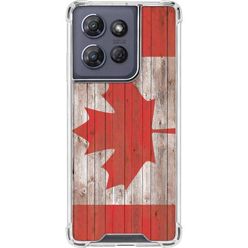 Canadian Flag Dark Wood Moto G Play 5G (2025) Clear Case