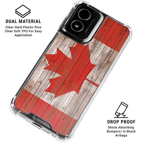 Canadian Flag Dark Wood Moto G Power 5G (2024) Clear Case