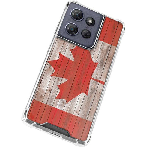 Canadian Flag Dark Wood Moto G Power 5G (2025) Clear Case