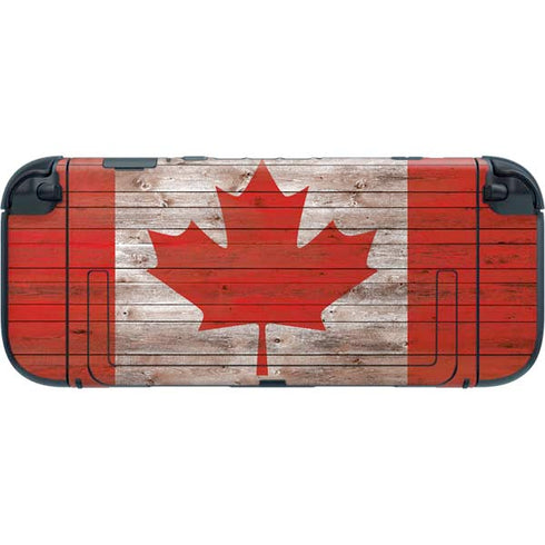 Canadian Flag Dark Wood Nintendo Switch 2 (2025) with Joy-Con Skin
