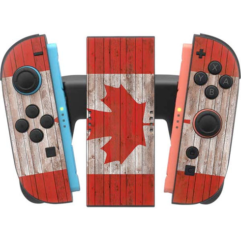 Canadian Flag Dark Wood Nintendo Switch 2 (2025) Joy-Con Controller Skin