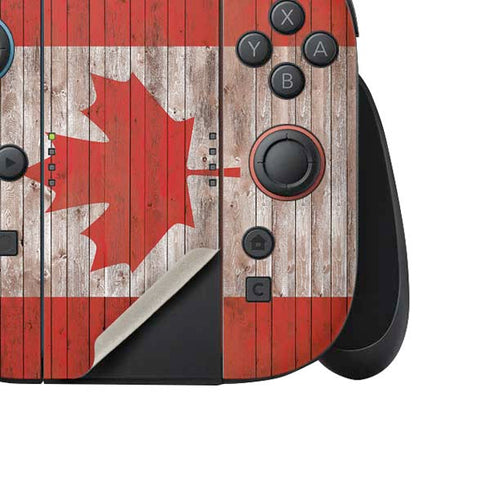 Canadian Flag Dark Wood Nintendo Switch 2 (2025) Joy-Con Controller Skin