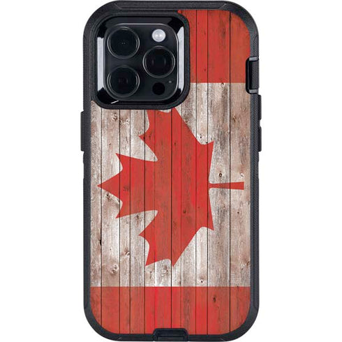 Canadian Flag Dark Wood Otterbox Defender iPhone Skin