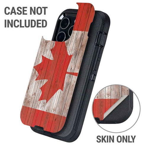 Canadian Flag Dark Wood Otterbox Defender iPhone Skin