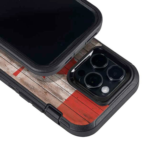 Canadian Flag Dark Wood Otterbox Defender iPhone Skin