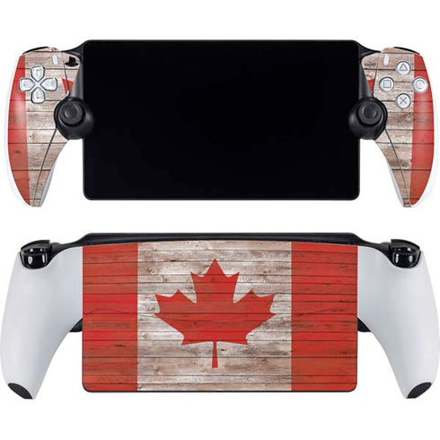 Canadian Flag Dark Wood PlayStation Portal Remote Player Skin