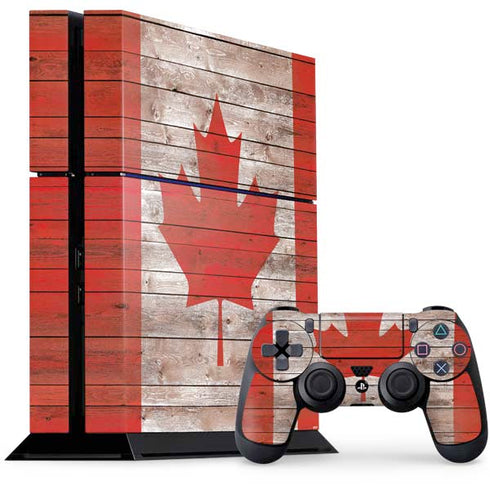 Canadian Flag Dark Wood PlayStation PS4 Skins