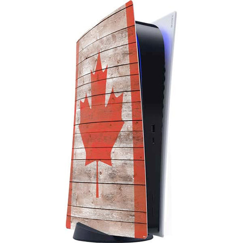 Canadian Flag Dark Wood PlayStation PS5 Skins