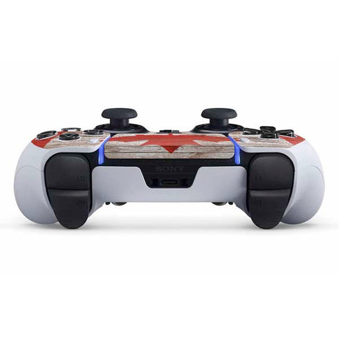 Canadian Flag Dark Wood PS5 DualSense Edge Pro Controller Skin