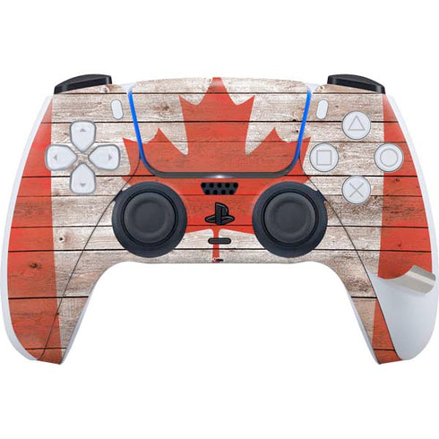 Canadian Flag Dark Wood PS5 Pro Bundle Skin