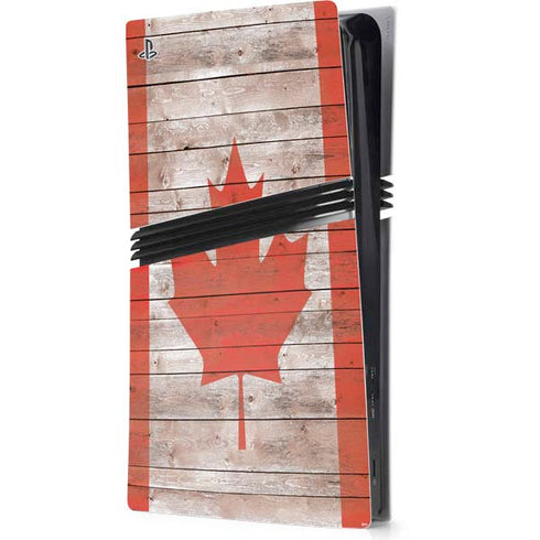 Canadian Flag Dark Wood PlayStation PS5 Skins