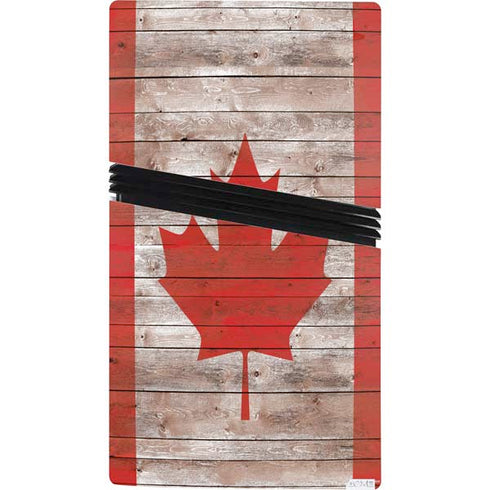 Canadian Flag Dark Wood PS5 Pro Console Skin