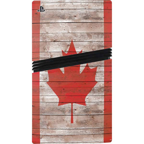 Canadian Flag Dark Wood PS5 Pro Disk Bundle Skin