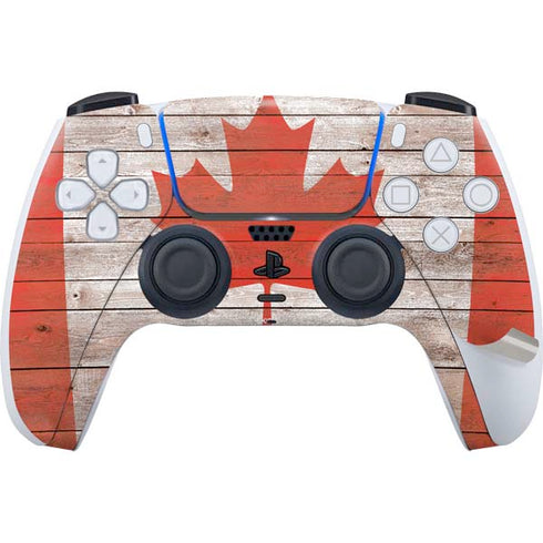 Canadian Flag Dark Wood PS5 Pro Disk Bundle Skin