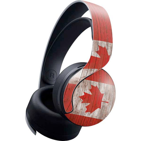Canadian Flag Dark Wood PlayStation PS5 Skins