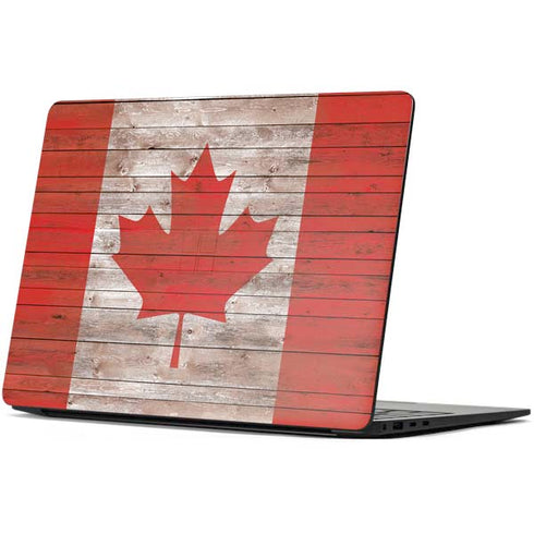 Canadian Flag Dark Wood Surface Laptop 7 13.8in Skin