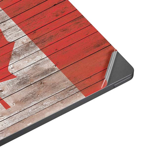 Canadian Flag Dark Wood Surface Laptop 7 15in Skin