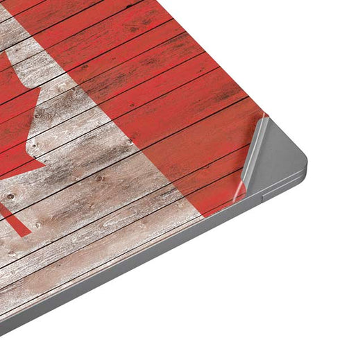 Canadian Flag Dark Wood Laptop Skins
