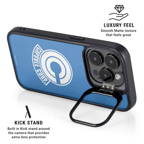Dragon Ball Z Capsule Corp iPhone 15 Pro Kickstand Case