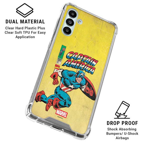 Marvel Classic Comics Captain America Galaxy A13 5G Clear Case