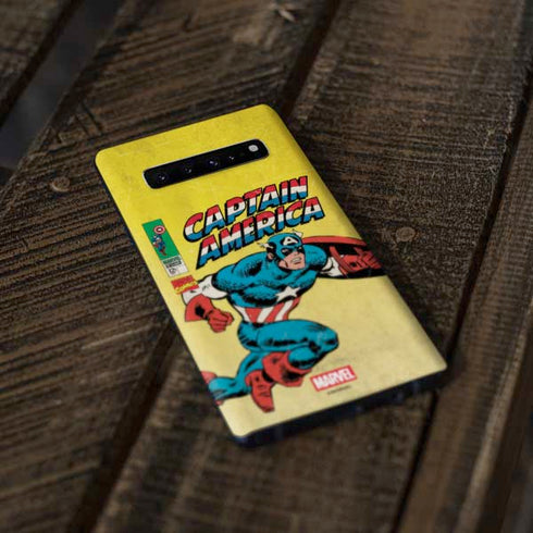 Marvel Classic Comics Captain America Galaxy S10 Plus Skin
