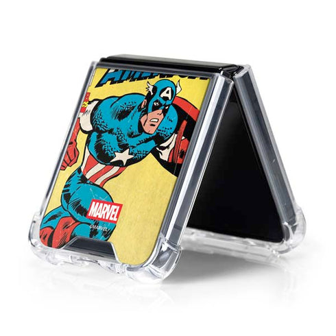Marvel Classic Comics Captain America Galaxy Z Flip5 5G Clear Case