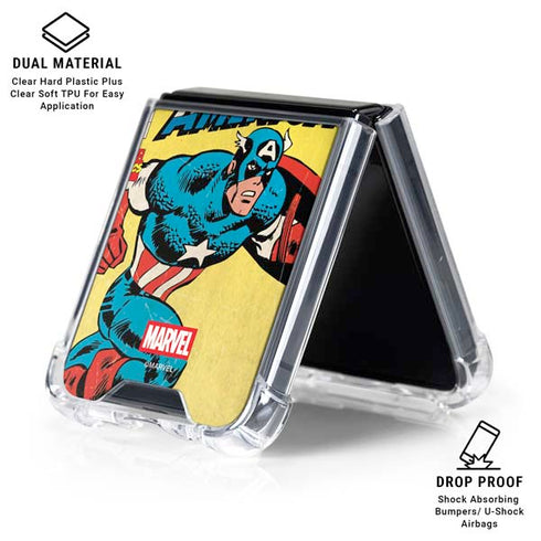 Marvel Classic Comics Captain America Galaxy Z Flip6 Clear Case